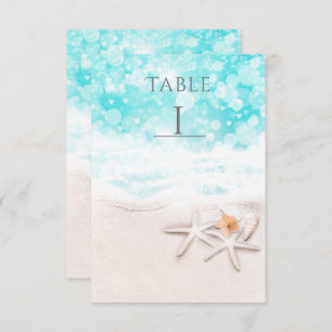 White Sandy Beach Starfish Blue Ocean Table Number Kaart