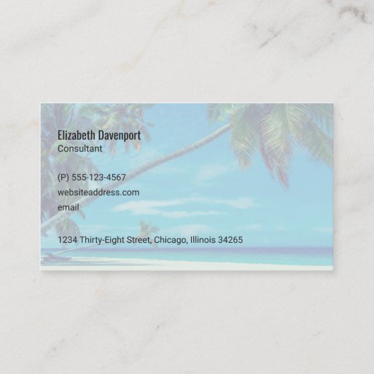 White Sandy Beach with Coconut Palms Visitekaartje (Achterkant)