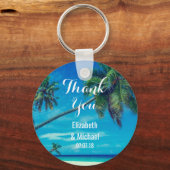 White Sandy Beach with Coconut Palms Wedding Sleutelhanger (Voorkant)