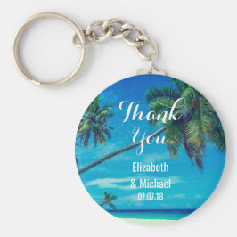 White Sandy Beach with Coconut Palms Wedding Sleutelhanger