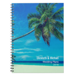 White Sandy Beach with Palm Trees Wedding Plans Notitieboek