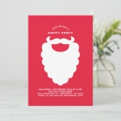 White Santa Beard Modern Holiday Party Uitnodiging (Staand voorkant)
