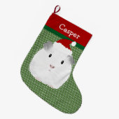 White Santa Guinee Pig - Gepersonaliseerd Grote Kerstsok (Voorkant (Hangend))