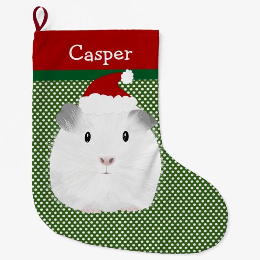 White Santa Guinee Pig - Gepersonaliseerd Grote Kerstsok (Voorkant)