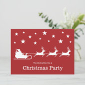 White Santa Sleigh op Red - kerstfeest Kaart (Staand voorkant)