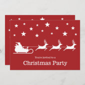 White Santa Sleigh op Red - kerstfeest Kaart (Voorkant / Achterkant)