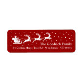 White Santa's Sleigh Christmas Retouradres Etiket (Voorkant)