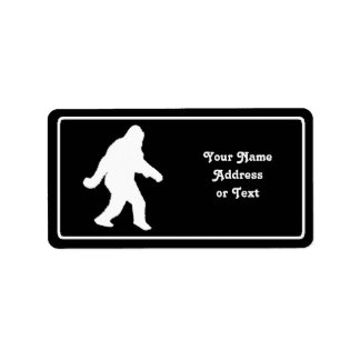 White Sasquatch Silhouette voor donkere achtergron Etiket