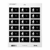 White Sasquatch Silhouette voor donkere achtergron Etiket (Full Sheet)
