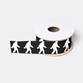 White Sasquatch Silhouette voor donkere achtergron Grosgrain Lint