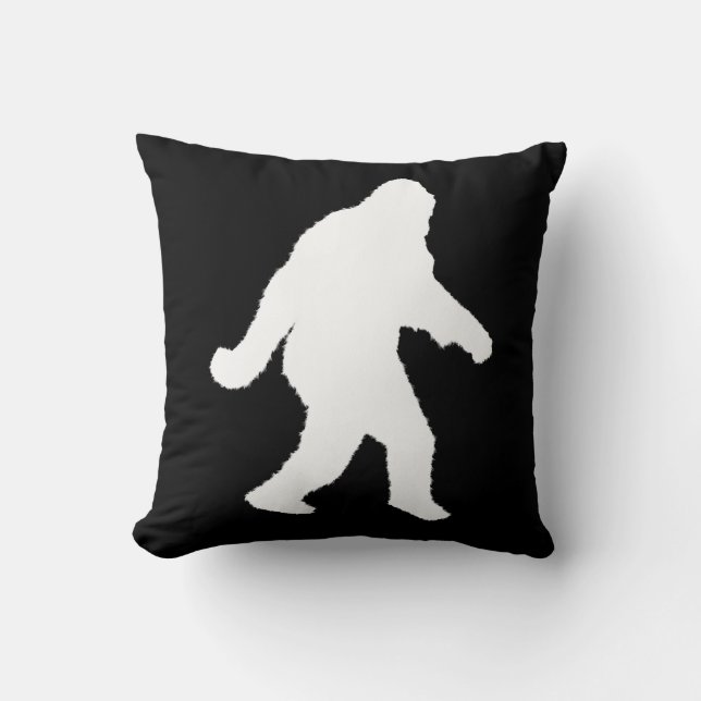 White Sasquatch Silhouette voor donkere achtergron Kussen (Voorkant)