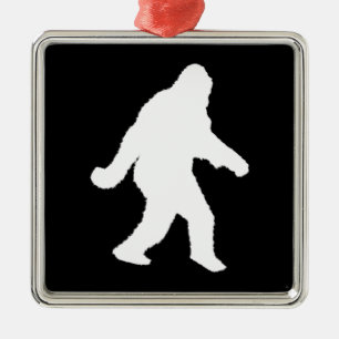White Sasquatch Silhouette voor donkere achtergron Metalen Ornament