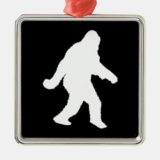 White Sasquatch Silhouette voor donkere achtergron Metalen Ornament (Voorkant)