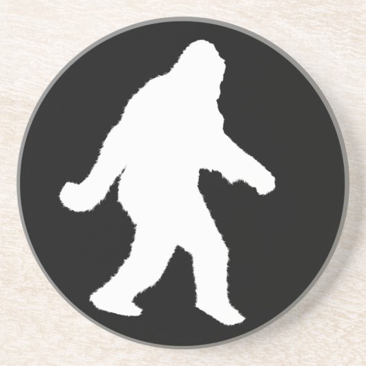 White Sasquatch Silhouette voor donkere achtergron Zandsteen Onderzetter (Voorkant)