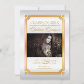 White Satin and Gold Afstuderen Kaart (Voorkant)