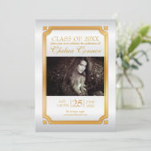 White Satin and Gold Afstuderen Kaart (Staand voorkant)