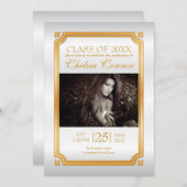 White Satin and Gold Afstuderen Kaart (Voorkant / Achterkant)