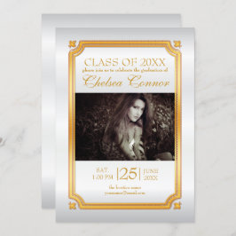 White Satin and Gold Afstuderen Kaart