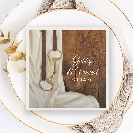 White Satin and Horse Bit Country Western Weddensc Servetten