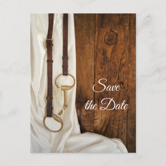 White Satin and Horse Bit Wedding Save the Date Aankondigingskaart (Voorkant)