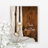 White Satin and Horse Bit Wedding Save the Date Aankondigingskaart