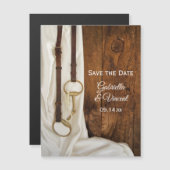 White Satin and Horse Bit Wedding Save the Date Magnetische Uitnodiging (Voorkant / Achterkant)