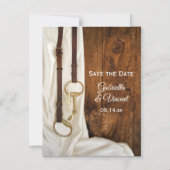 White Satin and Horse Bit Wedding Save the Date Magnetische Uitnodiging (Voorkant)