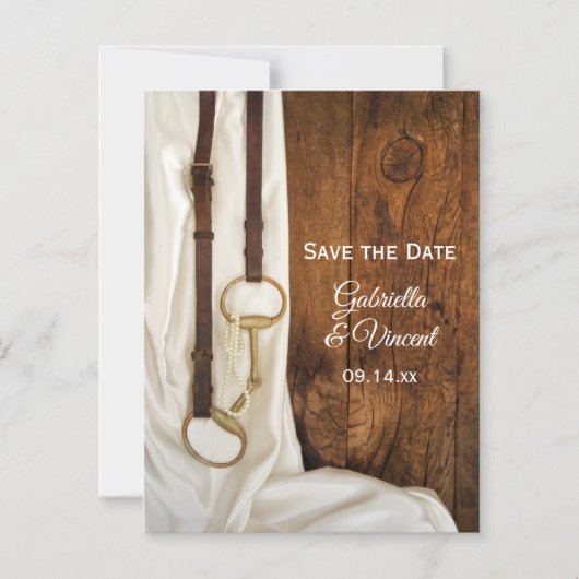 White Satin and Horse Bit Wedding Save the Date Magnetische Uitnodiging (Voorkant)