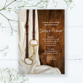 White Satin and Horse Bit Western Engagement Party Kaart