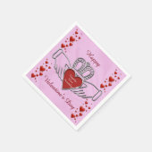 White Satin Claddagh Symbol Pink Valentijn Napkins Servetten (Hoek)