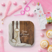 White Satin Horse Bit Country Western Weddenschap Papieren Bordje (Feest)