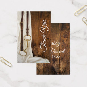 White Satin Horse Bit Western Wedding Favor Labels Visitekaartje