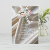 White Satin Roses and Peony Bachelorette Party Kaart (Staand voorkant)