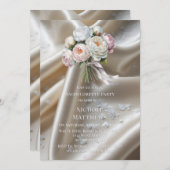 White Satin Roses and Peony Bachelorette Party Kaart (Voorkant / Achterkant)