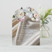 White Satin Roses and Peony Brunch & Bubbly Kaart (Staand voorkant)