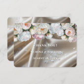 White Satin Roses and Peony Wedding Bedankkaart (Voorkant / Achterkant)