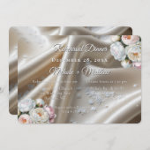 White Satin Roses Wedding Kaart (Voorkant / Achterkant)