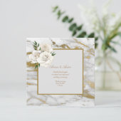 White Satin Rozen Informal Weddenschap Kaart (Staand voorkant)