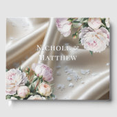 White Satin with Roses and Peony Wedding Gastenboek (Voorkant)