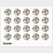 White Satin with Roses and Peony Wedding Ronde Sticker (Vel)