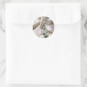 White Satin with Roses and Peony Wedding Ronde Sticker (Tas)