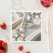 White Satin with Roses and Peony Wedding Servet (Insitu)