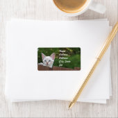 White Savannah Cat Address Sticker (Insitu)