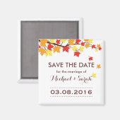 White Save the Date Maple Leaf Fall Wedding Magnet (Voorkant / Achterkant)