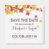 White Save the Date Maple Leaf Fall Wedding Magnet (Voorkant)