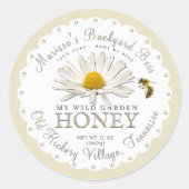 White Scallop Backyard Bee Daisy Honey Label (Voorkant)