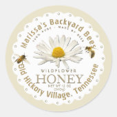 White Scallop Honey Label with Daisy and Honeybee (Voorkant)