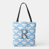 White Scallop Patroon Over Elke kleur met Monogram Tote Bag (Achterkant)