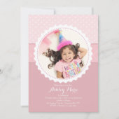 White Scalloped Lijst Photo Invitation Kaart (Voorkant)