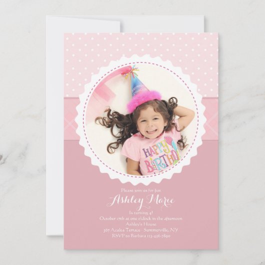White Scalloped Lijst Photo Invitation Kaart (Voorkant)